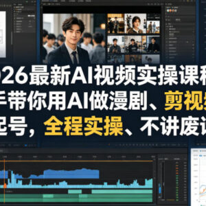 2026最新AI视频实操课程 零基础学漫剧制作剪辑与账号起号-雨叶虚拟资源网