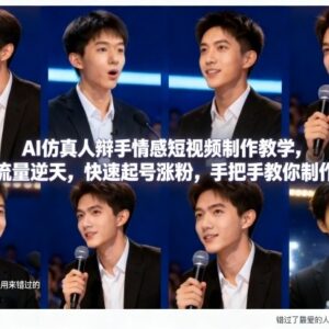 AI仿真人辩手情感短视频制作教学 零基础新手快速起号涨粉教程-雨叶虚拟资源网