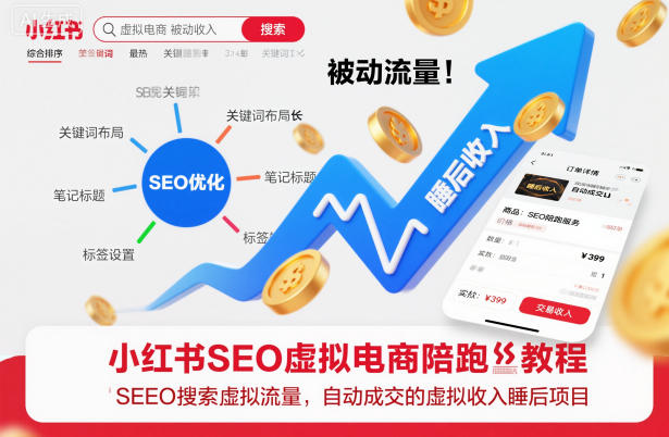 小红书SEO虚拟电商陪跑教程 靠搜索被动流量实现自动成交被动收入