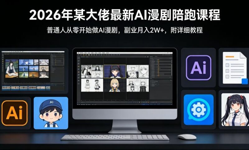 2026年AI漫剧陪跑课程 零基础到副业变现全流程实操教学