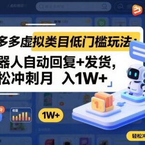 拼多多虚拟类目低门槛玩法 机器人自动运营可轻松月入过万-雨叶虚拟资源网