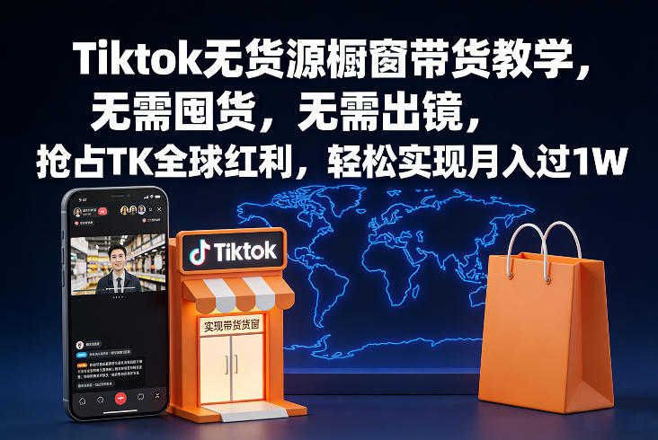 TikTok无货源橱窗带货实操教学 零基础零囤货抢占跨境红利