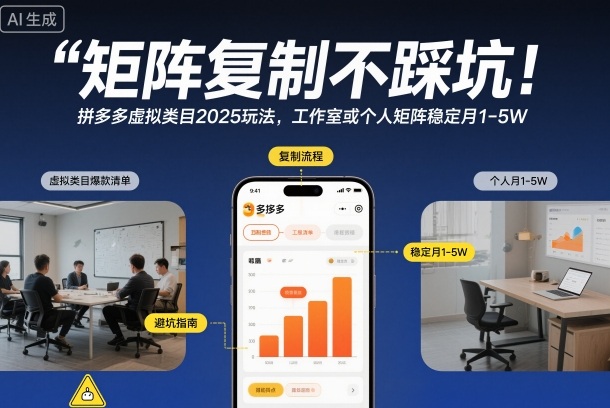 2025拼多多虚拟类目矩阵玩法 个人及工作室低风险实操攻略