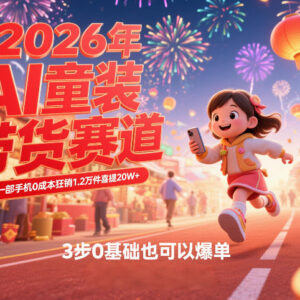 AI春节童装带货实操攻略 0基础3步零成本实现抖音橱窗爆单-雨叶虚拟资源网