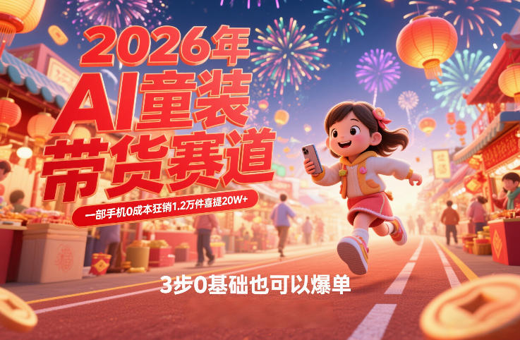 AI春节童装带货实操攻略 0基础3步零成本实现抖音橱窗爆单