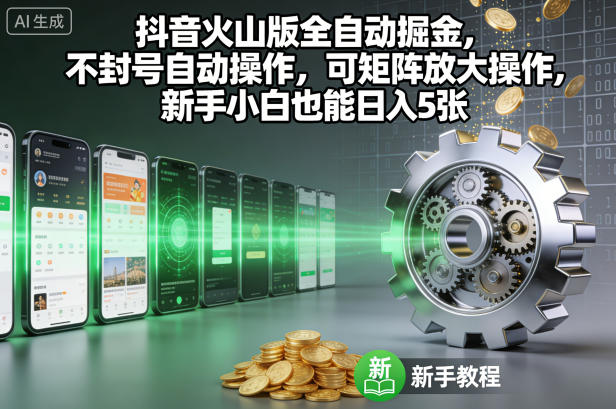 抖音火山版全自动掘金项目玩法 新手可操作支持矩阵放大收益
