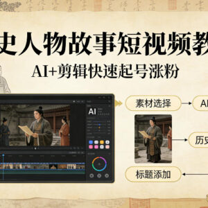 AI剪辑历史人物故事短视频教学 零基础快速起号涨粉攻略-雨叶虚拟资源网