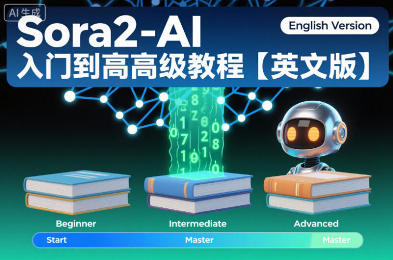 Sora2 AI英文版入门到高级教程 含全阶段实操及创意用例