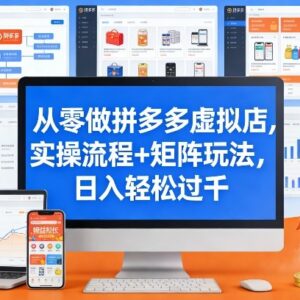 拼多多虚拟店从零运营实操流程 矩阵玩法及盈利模式详解-雨叶虚拟资源网