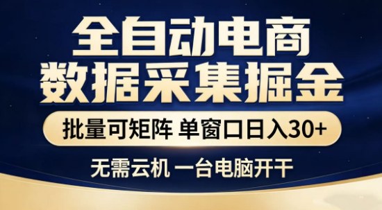 电商全自动数据采集项目解析 批量矩阵运营单窗口日入300+