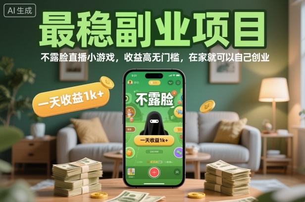 不露脸小游戏直播副业详解 无门槛居家可做上手快收益稳
