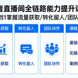 抖音直播运营全链路课程 从0到1掌握流量获取转化留人及团队协作能力-雨叶虚拟资源网