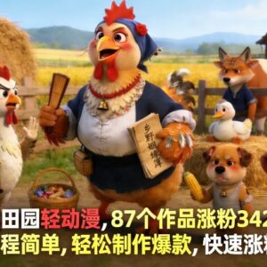 田园轻动漫爆款账号打造教程 87个作品涨粉342W实操玩法-雨叶虚拟资源网