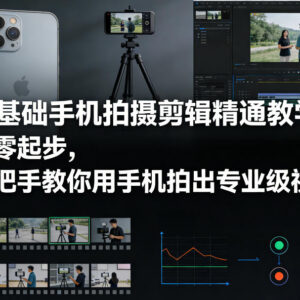 零基础手机拍摄剪辑系统教学 手把手教你做专业级短视频-雨叶虚拟资源网