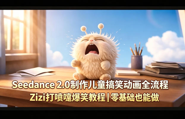 Seedance 2.0制作Zizi打喷嚏儿童搞笑动画 零基础全流程教程