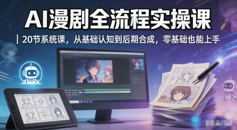 AI漫剧制作全流程实操课 20节系统课零基础也能上手