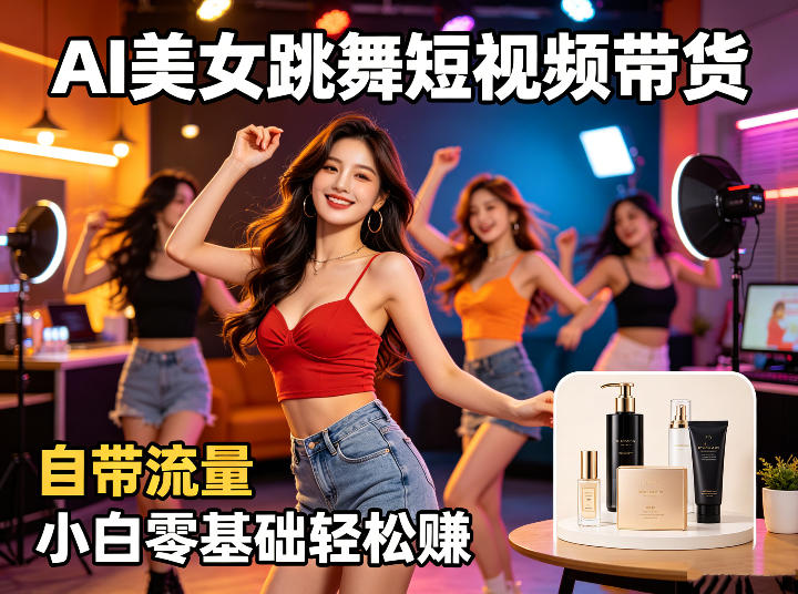 AI美女跳舞短视频带货项目全拆解 零基础小白可上手的副业玩法