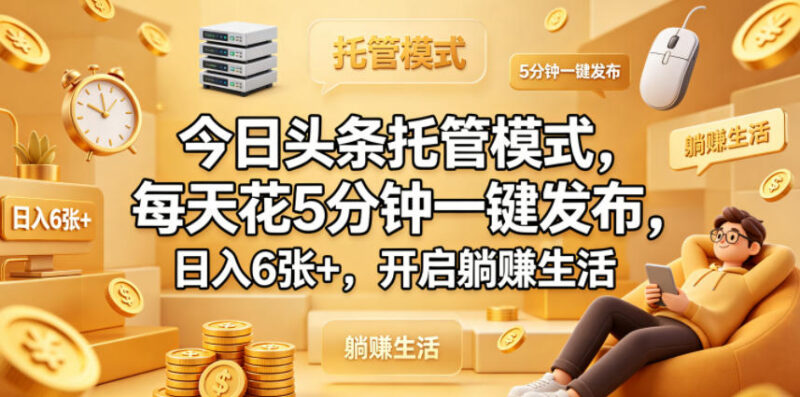 今日头条托管代运营模式详解 每天5分钟发布拿流量主收益