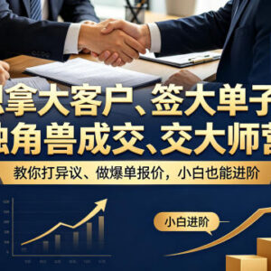 《独角兽成交大师营》介绍 高客单价销售拿大单进阶学习指南-雨叶虚拟资源网