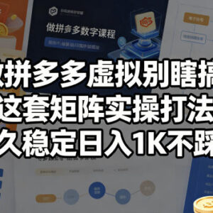 拼多多虚拟电商矩阵实操打法 长期稳定运营避坑指南-雨叶虚拟资源网