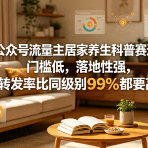 公众号流量主居家养生科普赛道 低门槛高转发项目解析-雨叶虚拟资源网