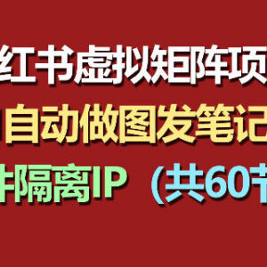 小红书虚拟矩阵60节实操教程 软件IP隔离+AI自动做图发笔记全流程-雨叶虚拟资源网