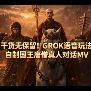 GROK语音玩法实操全教程 零基础自制国王唐僧真人对话MV-雨叶虚拟资源网