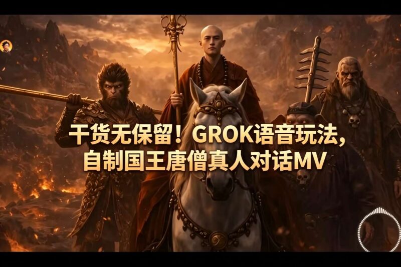 GROK语音玩法实操全教程 零基础自制国王唐僧真人对话MV