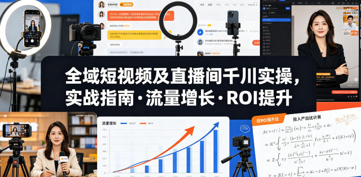 千川全域投放实操教程 短视频直播间流量增长及ROI提升技巧
