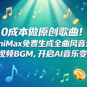 零成本生成全曲风原创歌曲 MiniMax免费AI音乐工具使用及变现教程-雨叶虚拟资源网