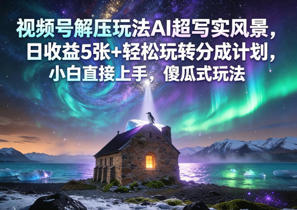 视频号AI超写实风景解压玩法 零基础可操作玩转平台分成计划