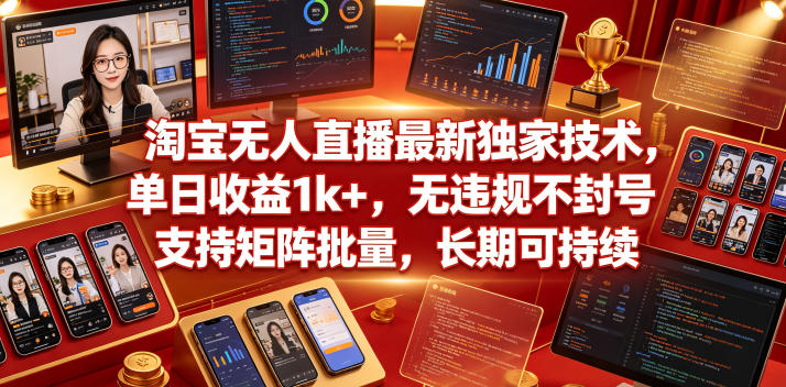 2024淘宝合规无人直播实操技术 可批量矩阵运营长期玩法教程