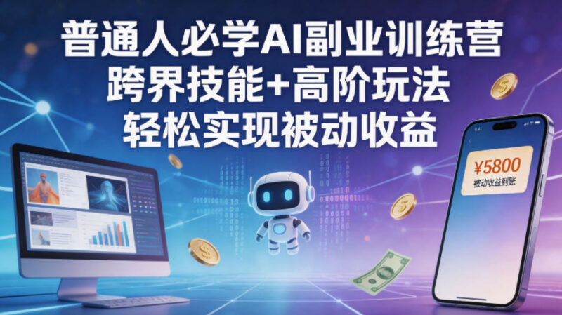 零基础可学AI副业训练营 掌握跨界技能搭建被动收入体系