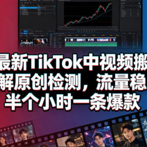 2024最新TikTok中视频搬运玩法 破解原创检测半小时出爆款-雨叶虚拟资源网