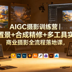 AIGC摄影训练营：AI置景合成精修 多工具实操商业摄影全流程课-雨叶虚拟资源网