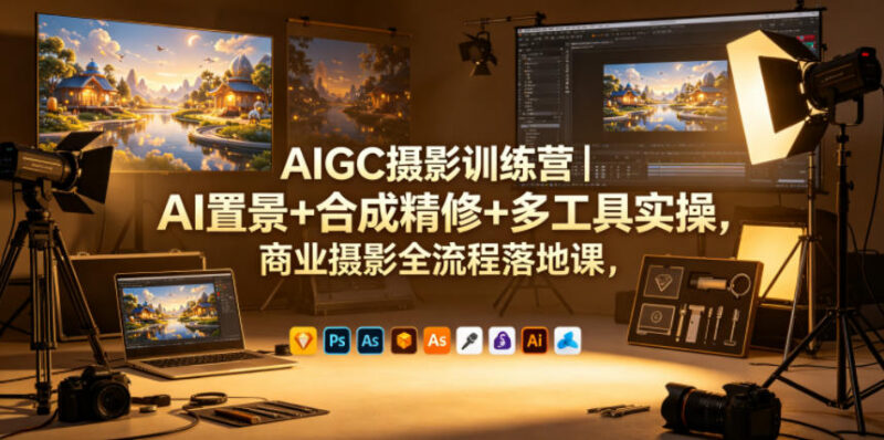 AIGC摄影训练营：AI置景合成精修 多工具实操商业摄影全流程课