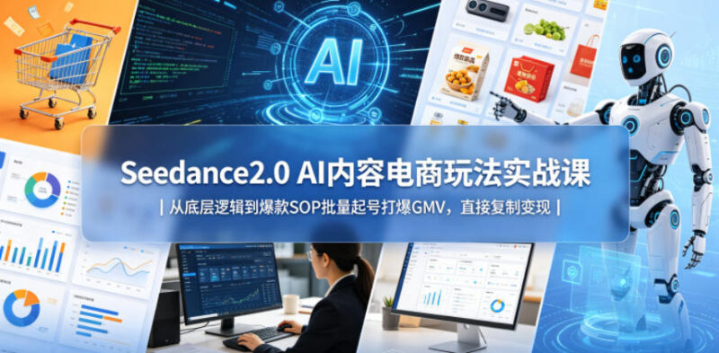 Seedance2.0 AI内容电商实战课 从零起号到打爆GMV全流程教程