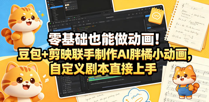 零基础制作AI胖橘小动画 豆包搭配剪映全流程教学