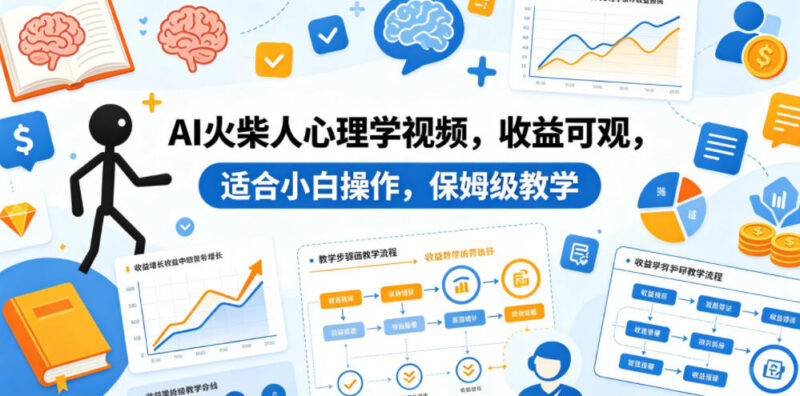 AI火柴人心理学短视频副业教程 小白零门槛可操作保姆级教学