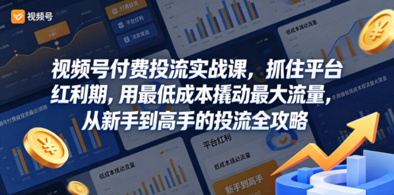 视频号付费投流实战全攻略 新手低成本撬动平台红利流量