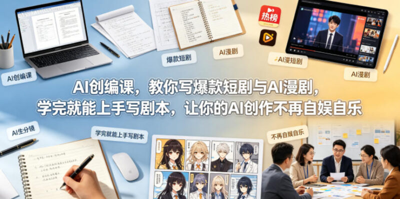 AI短剧与漫剧创编课程 零基础学爆款剧本创作变现实用技巧
