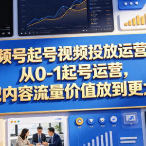 视频号0-1起号与投流运营教程 新手可落地的流量放大实操-雨叶虚拟资源网