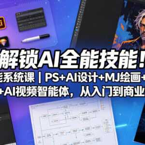 AI全能系统课从入门到商业落地 覆盖设计绘画视频智能体全技能-雨叶虚拟资源网