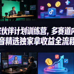 小豁食堂独家伙伴计划训练营 抖音多赛道内容创作变现全流程教学-雨叶虚拟资源网