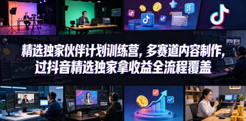 小豁食堂独家伙伴计划训练营 抖音多赛道内容创作变现全流程教学