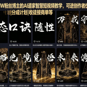 抖音21W粉博主AI道家智慧短视频全流程教学 附变现玩法-雨叶虚拟资源网