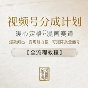 视频号分成计划暖心定格漫画赛道起号变现全流程实操教程-雨叶虚拟资源网