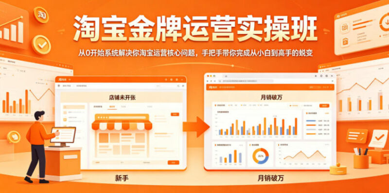 淘宝金牌运营实操课程 零基础系统掌握店铺运营全链路玩法