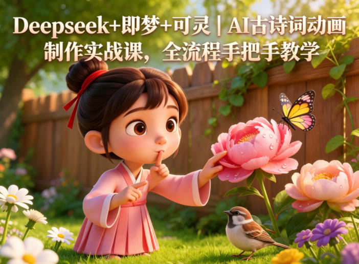 Deepseek+即梦+可灵组合教学 AI古诗词动画全流程制作实战课