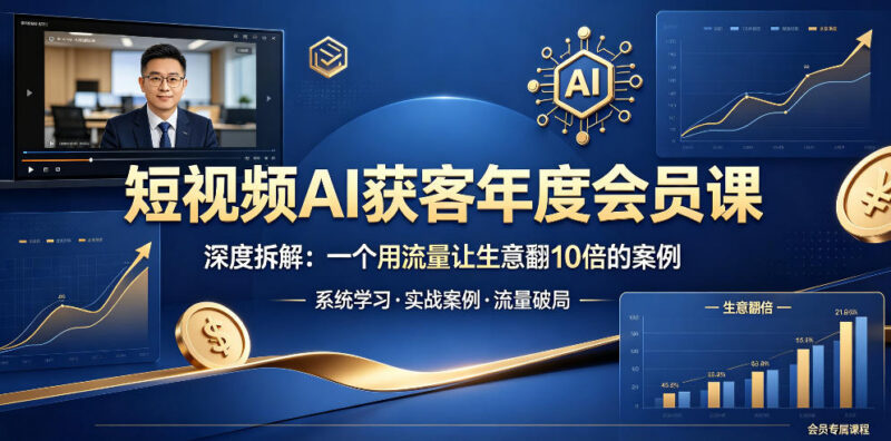 短视频AI获客年度会员课 多行业流量增长实操案例深度拆解